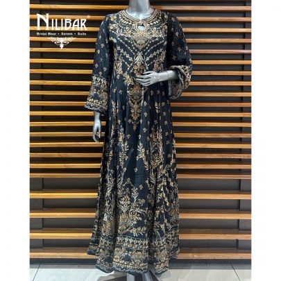Black Crepe Printed One Piece Set