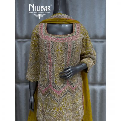 Lemon Georgette Short Sharara Suit