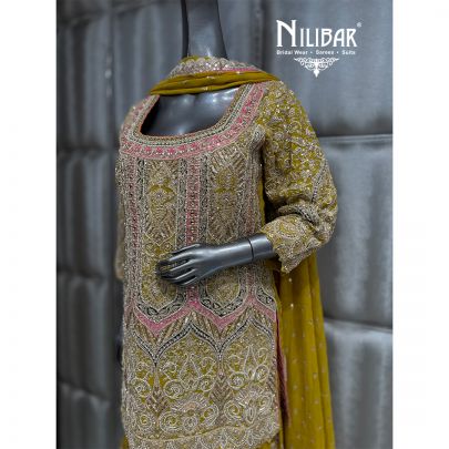 Lemon Georgette Short Sharara Suit