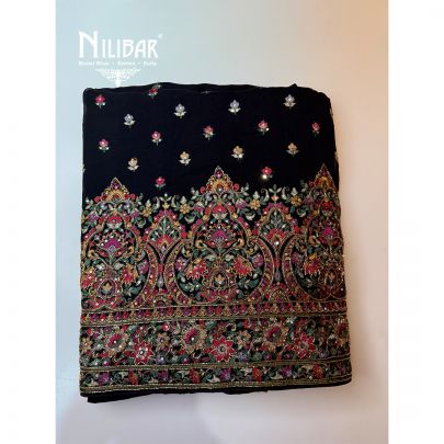 Black Georgette Embroidered Unstitched Suit