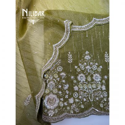 Green Tissue Embroidered Unstitched Suit