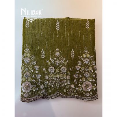 Green Tissue Embroidered Unstitched Suit