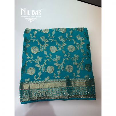 Blue Georgette Embroidered Unstitched Suit