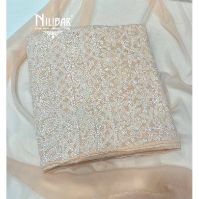 Light Peach Cotton Unstitched Suit
