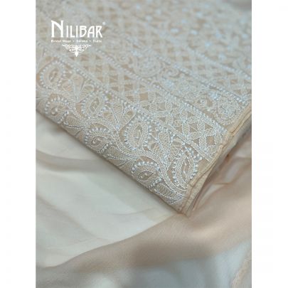 Light Peach Cotton Unstitched Suit