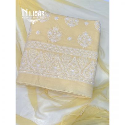 Light Yellow Cotton Unstitched Suit