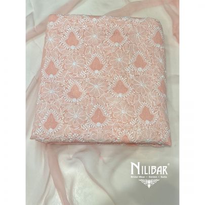 Salmon Pink Cotton Unstitched Suit