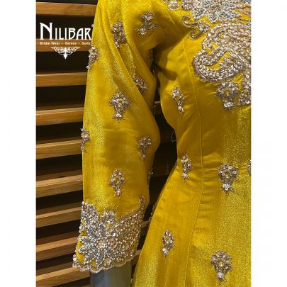 Yellow Silk Short Anarkali With Salwar