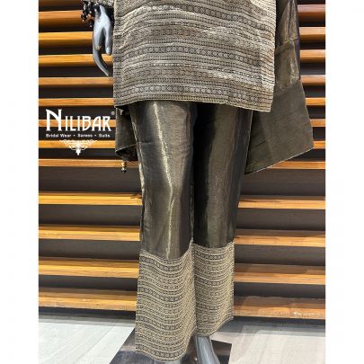 Black & Copper Banarasi Silk Pant Suit