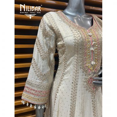 Ivory Georgette Anarkali With Salwar