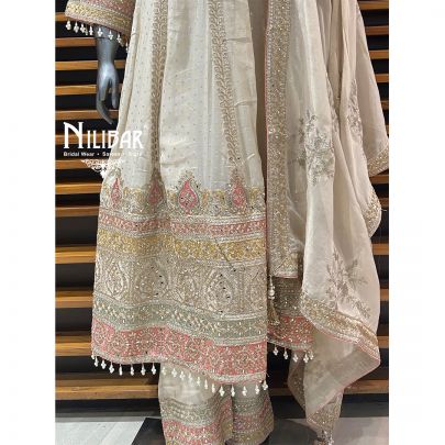 Ivory Georgette Anarkali With Salwar