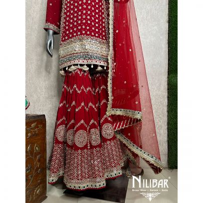Blood Red Georgette Garara Suit