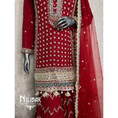 Blood Red Georgette Garara Suit