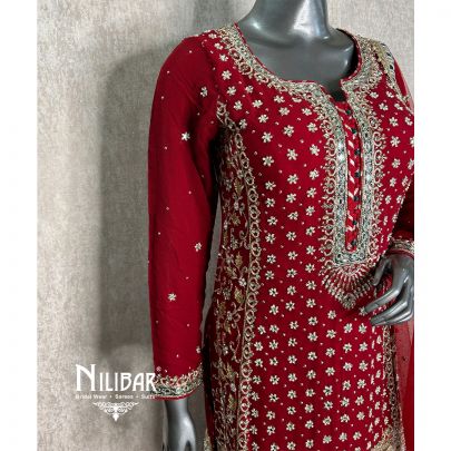 Blood Red Georgette Garara Suit