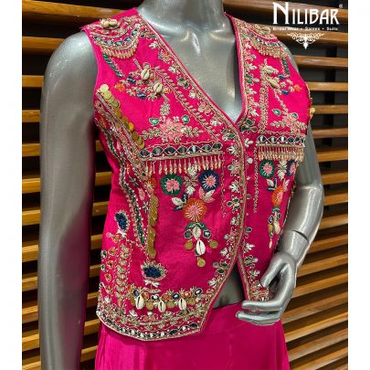 Rani Pink Silk Indo Western Set