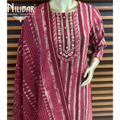 Maroon Cotton Stitched Suit