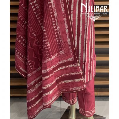 Maroon Cotton Stitched Suit