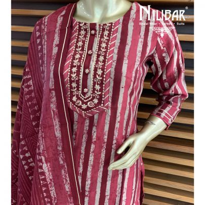 Maroon Cotton Stitched Suit
