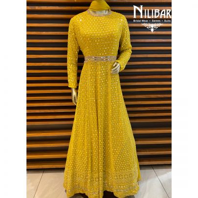 Canary Yellow Georgette Anarkali