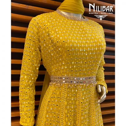 Canary Yellow Georgette Anarkali