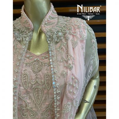 Baby Pink Georgette Jacket Style Lehenga