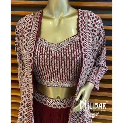 Magenta Net Lehenga
