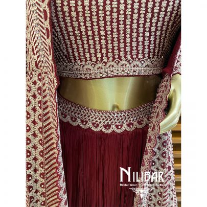 Magenta Net Lehenga