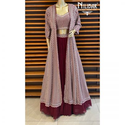 Magenta Net Lehenga