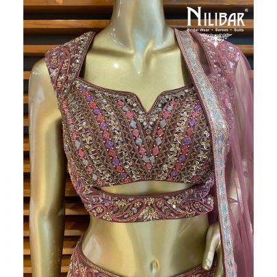 Eggplant Purple Net Lehenga