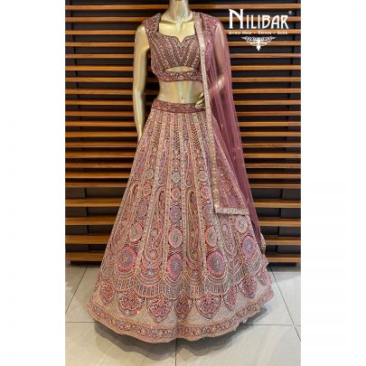 Eggplant Purple Net Lehenga