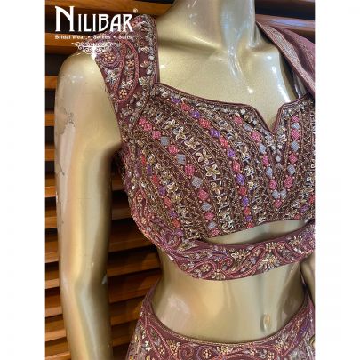 Eggplant Purple Net Lehenga