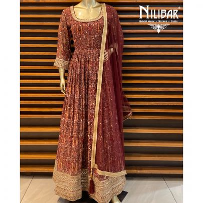 Merlot Red Georgette Anarkali
