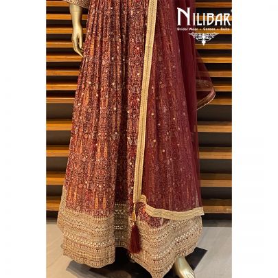 Merlot Red Georgette Anarkali