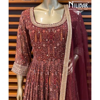 Merlot Red Georgette Anarkali