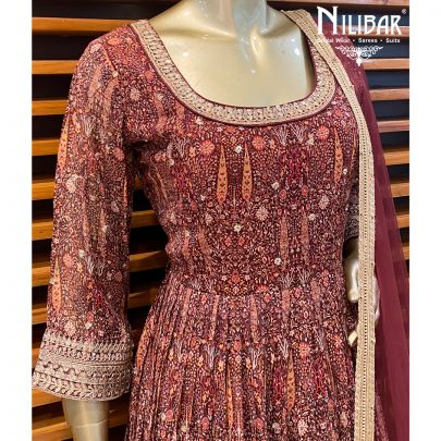 Merlot Red Georgette Anarkali