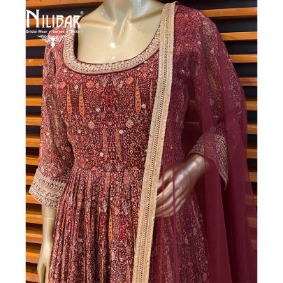 Merlot Red Georgette Anarkali