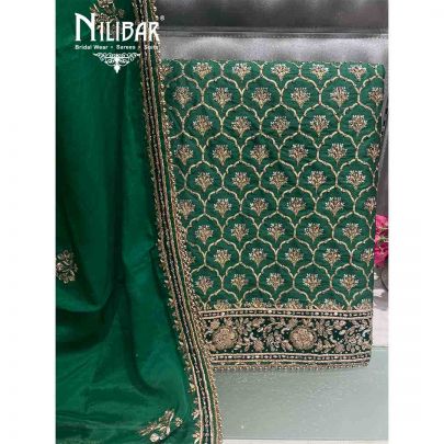 Green Silk Chinon Unstitched Suit