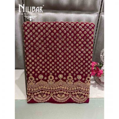 Wine Pure Crepe Chinon Unstitched Suit