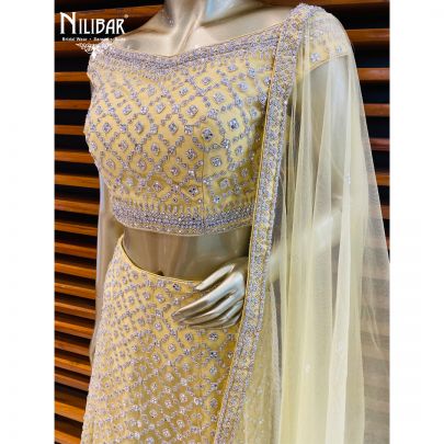 Lemon Yellow Net Lehenga