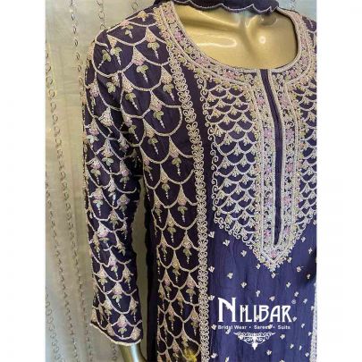 Purple Silk Straight Palazzo Suit