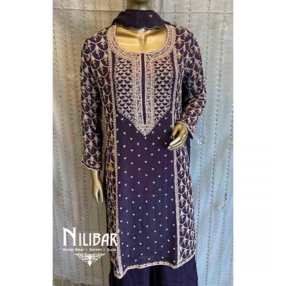 Purple Silk Straight Palazzo Suit