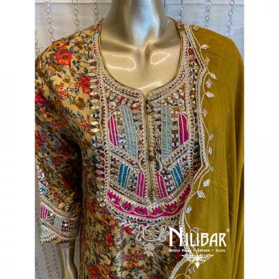 Olive Green Silk Anarkali With Dhoti Set