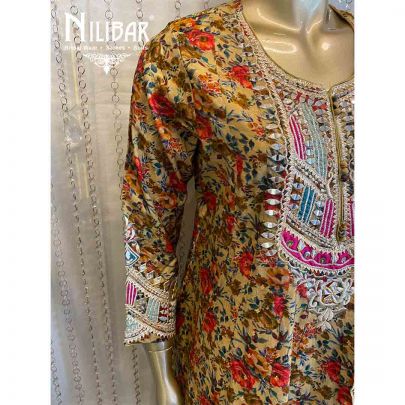 Olive Green Silk Anarkali With Dhoti Set