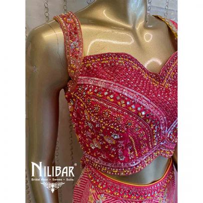 Bright Pink Net Georgette Suit