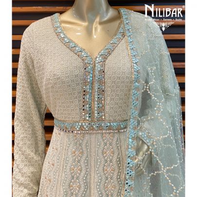 Pista Green Ombre Georgette Anarkali