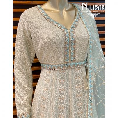 Pista Green Ombre Georgette Anarkali