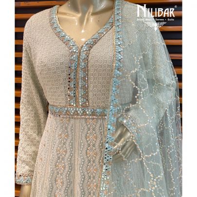 Pista Green Ombre Georgette Anarkali