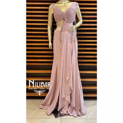 Lavender Lycra Draped Saree  