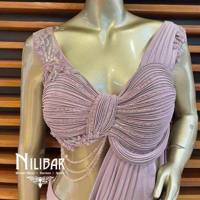 Lavender Lycra Draped Saree  