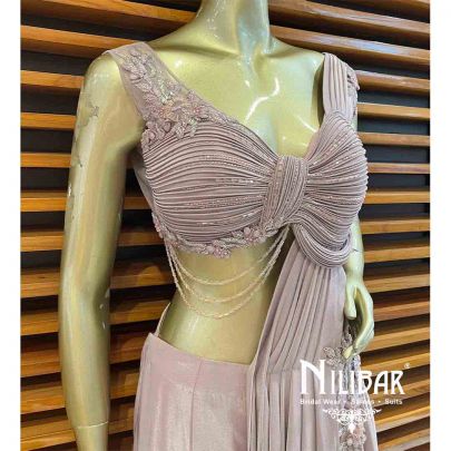 Lavender Lycra Draped Saree  